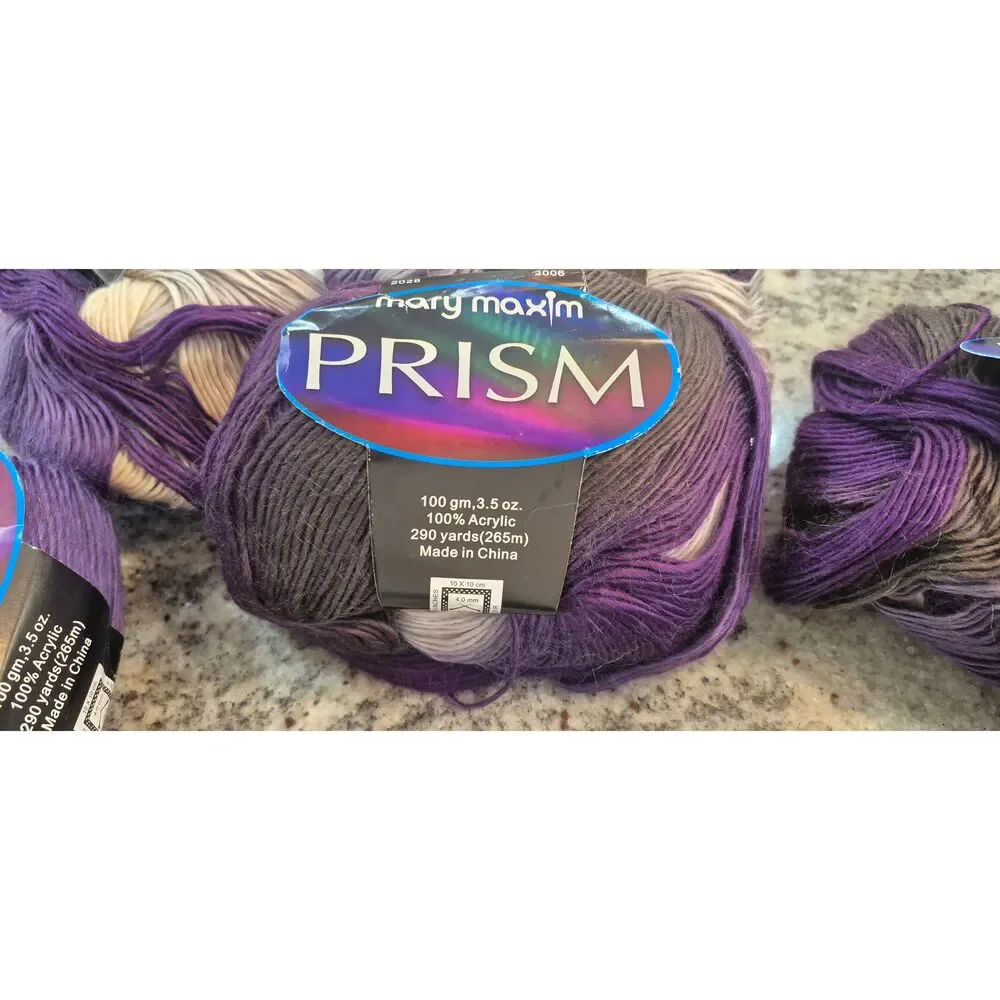 6.5 Skeins Mary Maxim Prism Yarn - Iris #2028 - Dye Lot 2006 - 100% Acrylic DK L